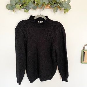 Vintage Chunky Black Grandpa Sweater